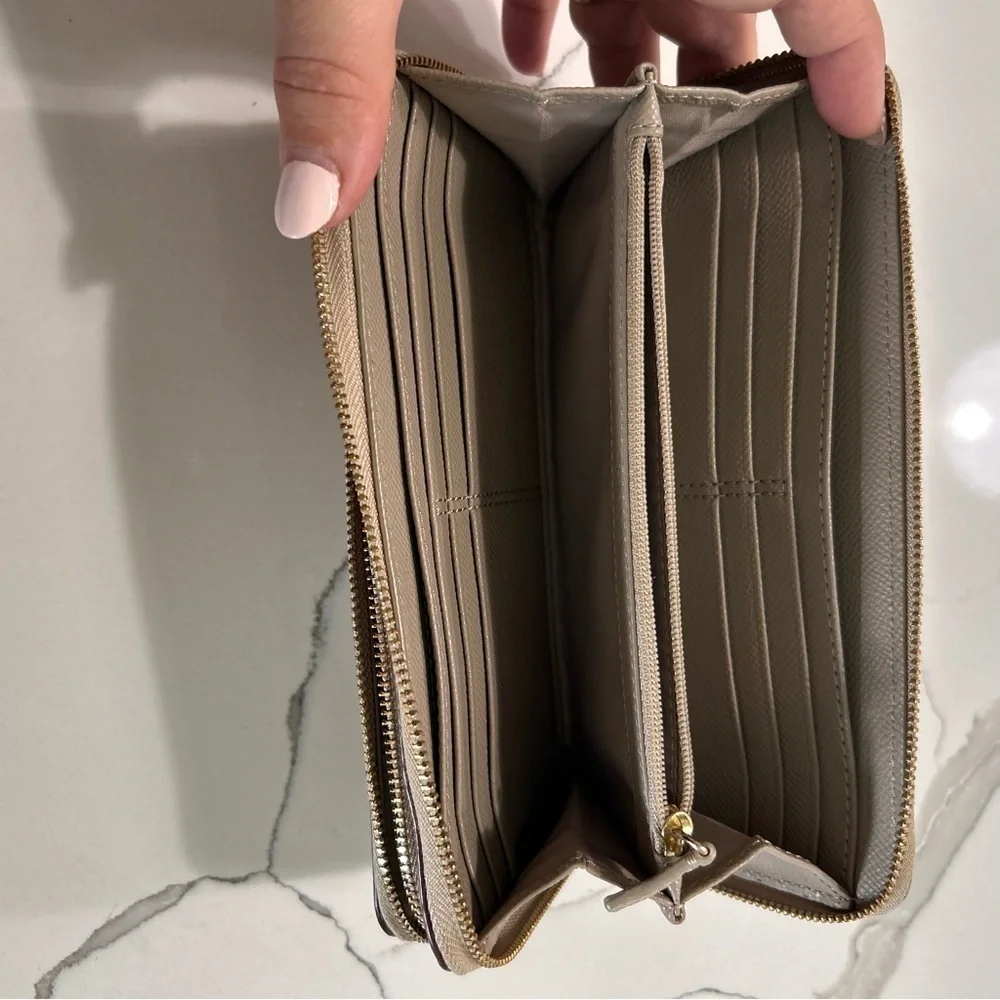 COACH Pebbled Leather Long Zip Around Wallet Rose Gold